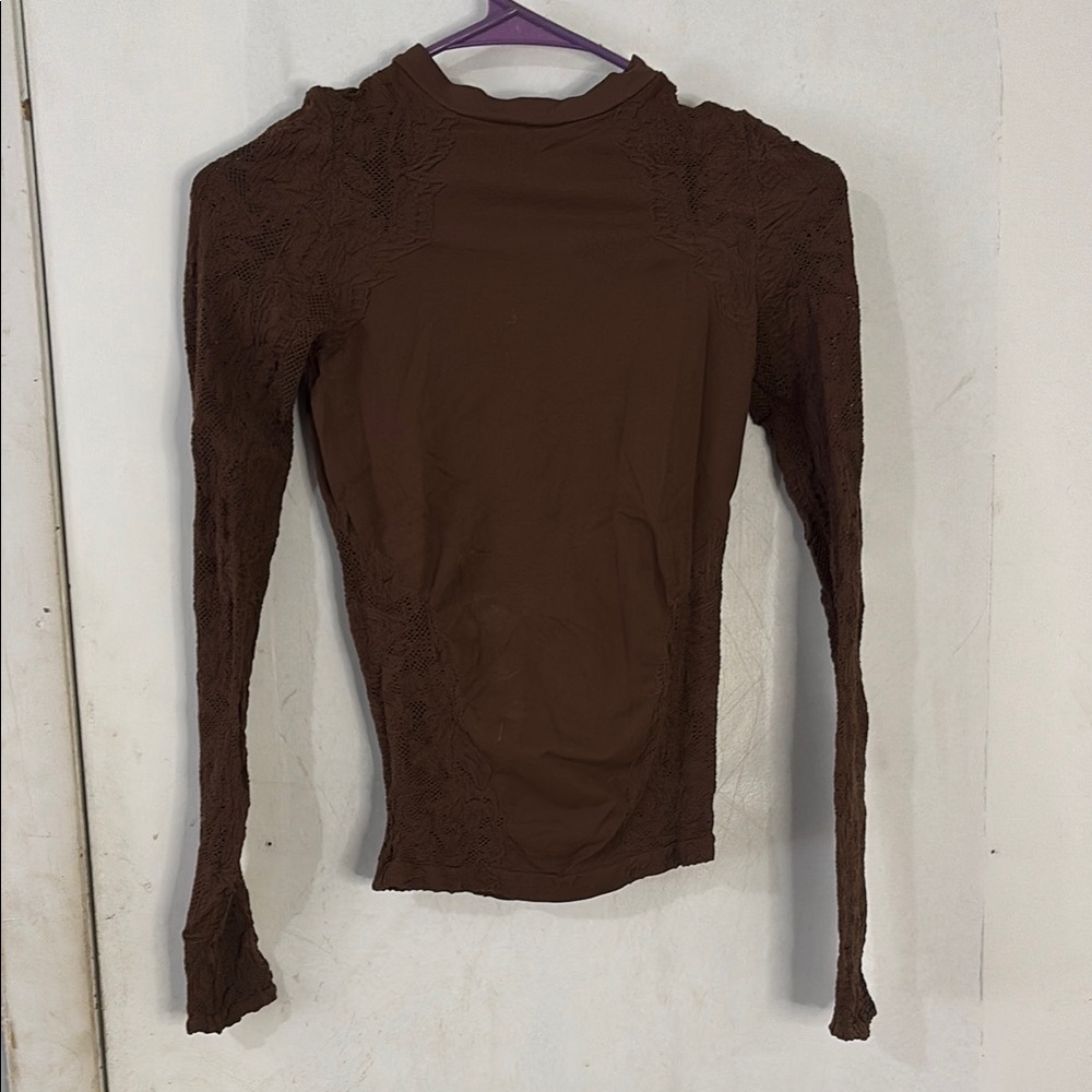 Free People Brown Fitted Long Sleeve